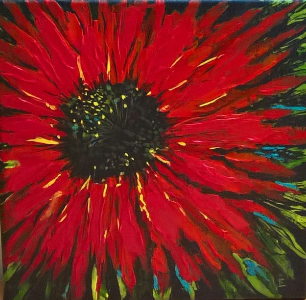 red flower painting for sale