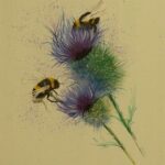 bees and thistles painting for sale