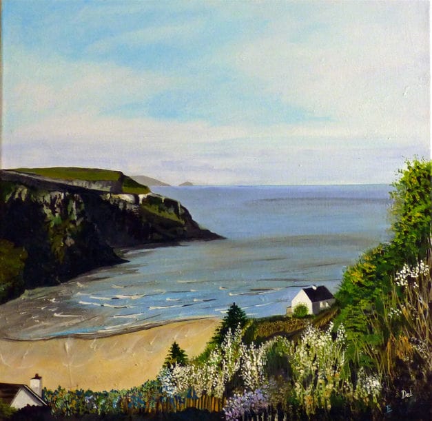 Devon beach cove painting for sale
