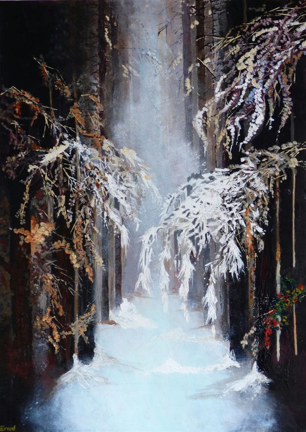 forest in winter painting for sale