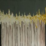 golden blooms abstract painting for sale