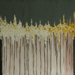 golden blooms abstract painting for sale