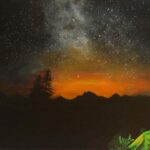 green tent and night sky painting for sale