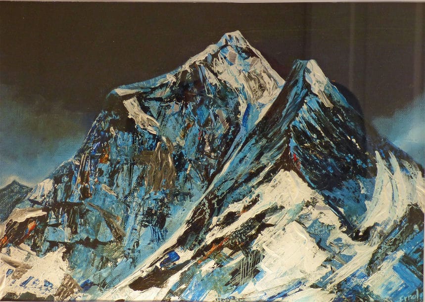 mountain climbing painting for sale