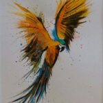 parrot in flight painting for sale