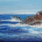 waves on rocks painting for sale