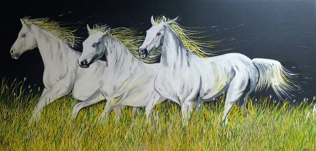 white horses painting for sale