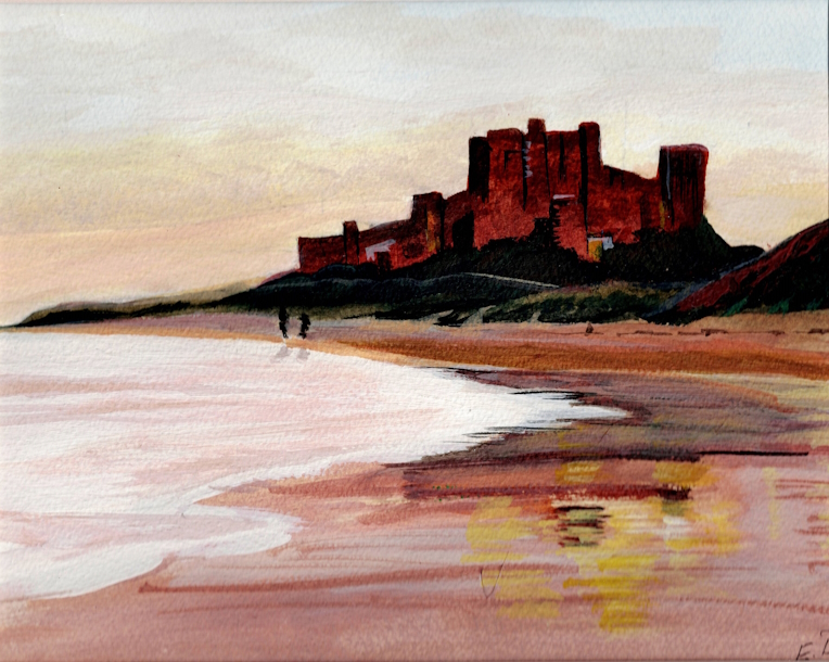 castle by the sea painting